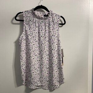 Halogen Floral Sleeveless Blouse - White and Purple
